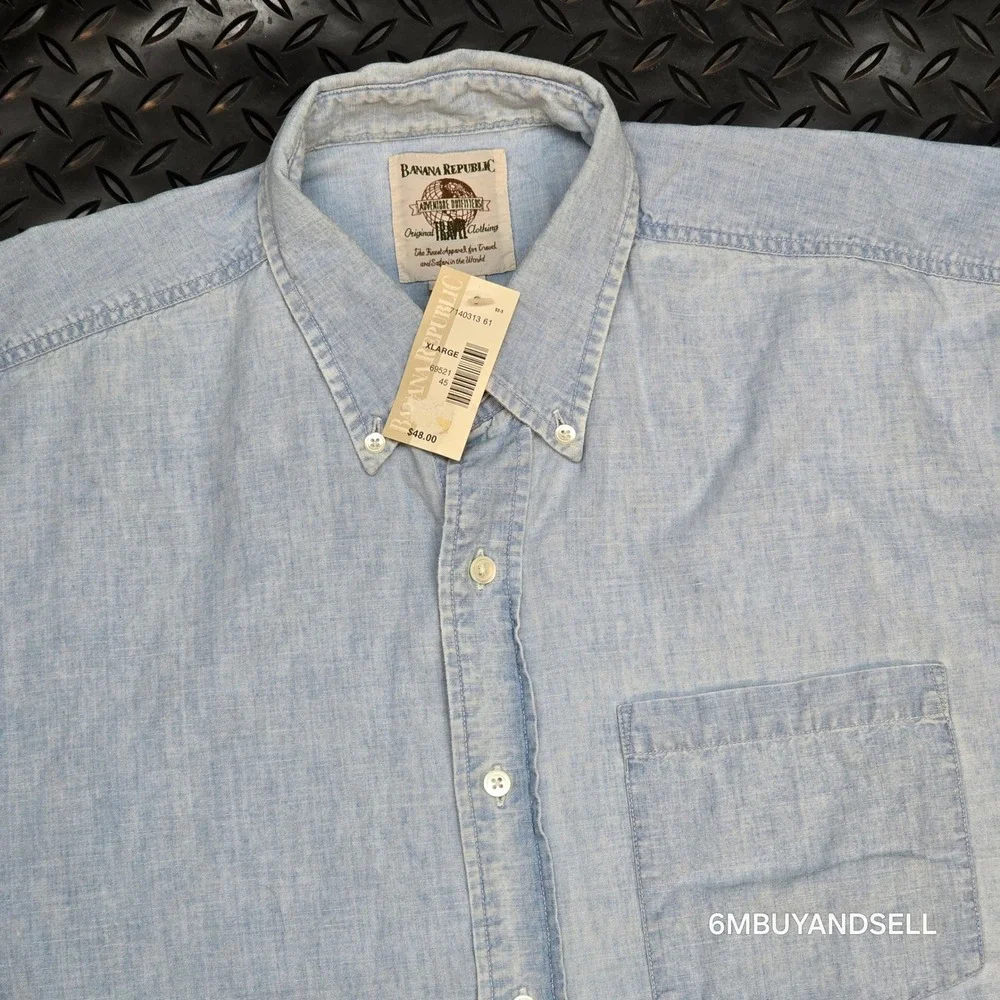 Banana Republic Vintage Adventure Outfitters Cotton Shirt XL Light‎ Blue 7140313